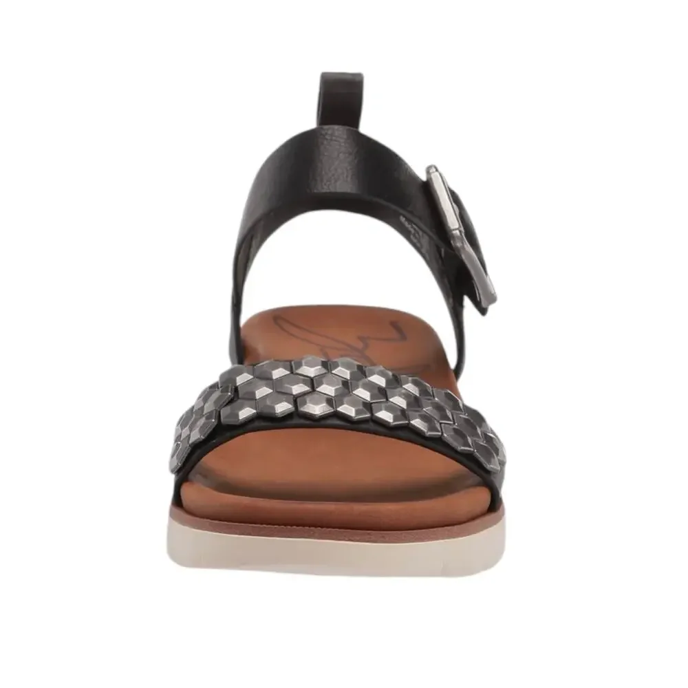 Zodiac Women's Nola Ankle Strap Studded Flat Sandals Black Size 9